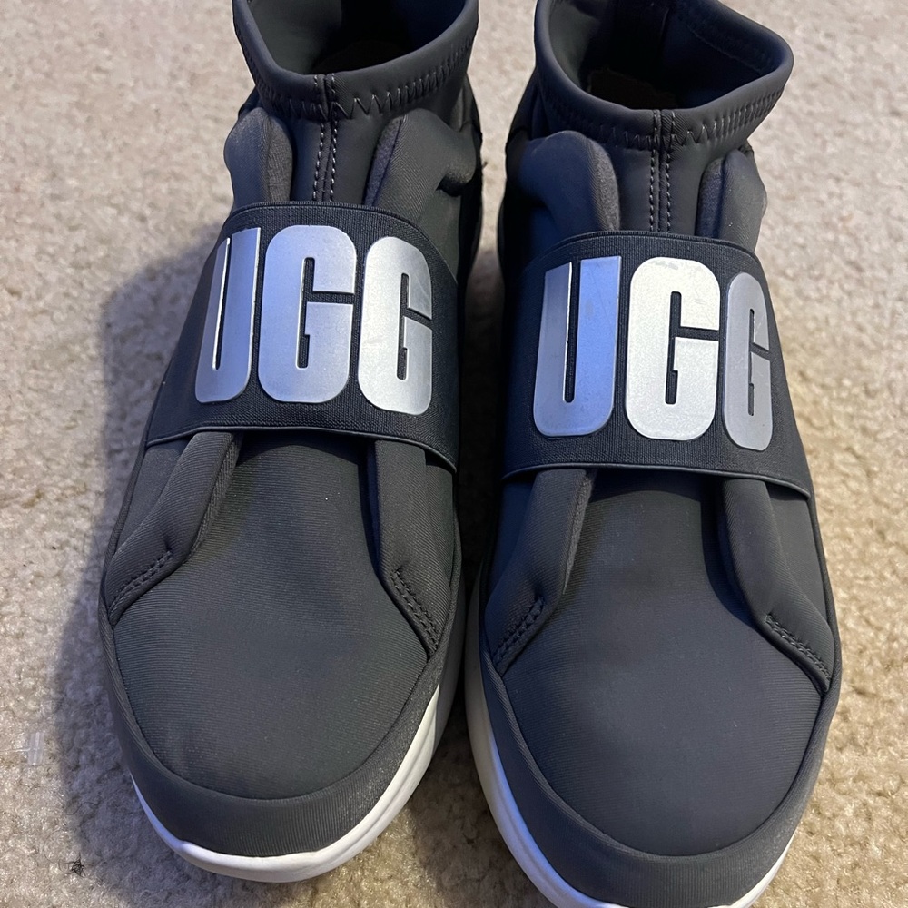 UGG Charcoal Slip-On Shoes with Metallic Logo